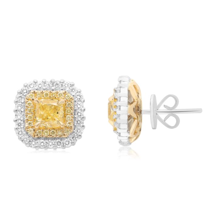 2 Carat Cushion Cut Lab Diamond Basket Stud Earring In 18K Rose Gold |  Fascinating Diamonds