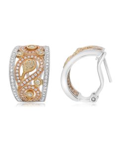 Tri-Colored Paisley Diamond Earrings