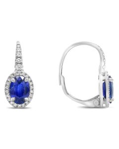 Oval Sapphire Halo Drop Earrings