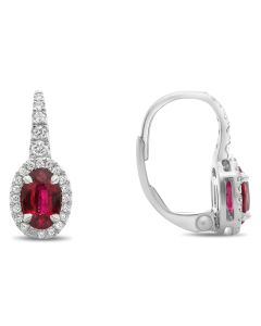 Ruby & Diamond Lever Back Earrings