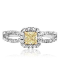 Split Shank Radiant Yellow Diamond Ring