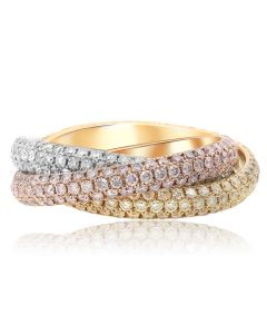Tri-Colored Interlocking Diamond Ring