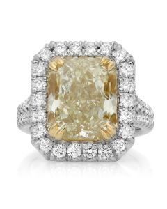 Platinum Yellow Diamond Halo Ring