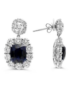 8+ Carat Sapphire and Diamond Drop Earrings 