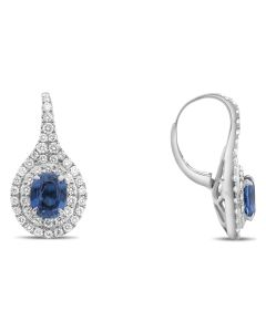 Oval Blue Sapphire & Diamond Earrings