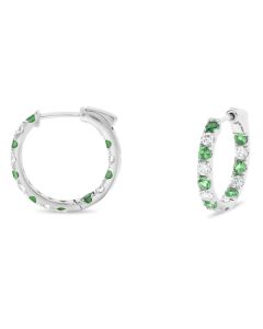 Inside-out Diamond and Tzavorite Half-Inch Hoops