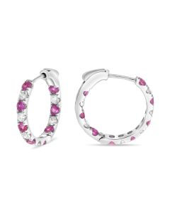 Inside-out Diamond and Pink Sapphire Half-Inch Hoops