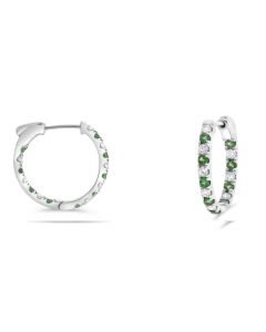 Half-Inch White Gold Hoops with Diamonds and Tzavorites