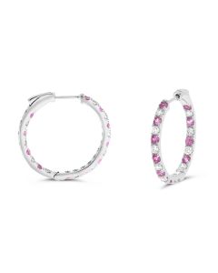 Inside-Out Hoop Earrings with Diamonds and Pink Sapphires
