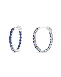Blue Sapphire Inside Out Oval Hoop Earrings