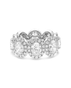 Oval Diamonds with Halos Platinum Eternity Ring
