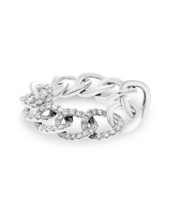 White Gold Diamond Chain Link Ring