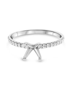 Four Prong Semi Mount with Pave Diamonds