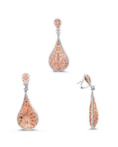 Teardrop Earrings with 8+ Carats Pink and White Diamonds