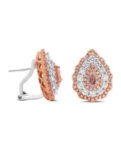 Pear-shaped Pink & White Diamond Stud Earrings