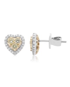 Heartshaped Diamond Cluster Stud Earrings