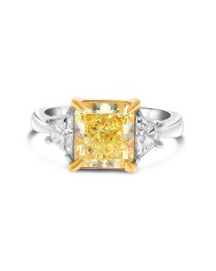 Radiant Cut Yellow Diamond Ring in Platinum