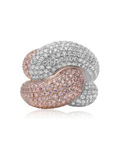 Pink & White Diamond Pave Fashion Ring