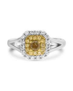 Cathedral Set Double Halo Diamond Ring