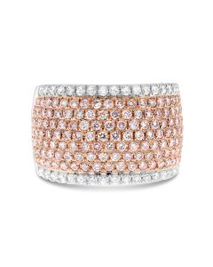 Pink Diamond Dome Cigar Band Ring in White and Rose Gold