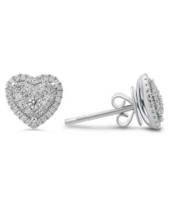 Heart-Shaped Diamond Cluster Earrings