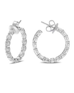 18K White Gold Inside-Out Diamond Hoop Earrings