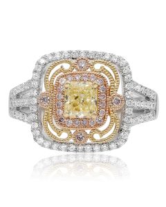 Intricate Tri-Colored Diamond Ring