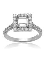 Four Prong Square Halo Engagement Setting