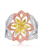 Fashion Ring in Tricolor Gold with Radiant Cut Yellow Diamonds