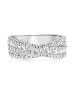 Diamond Band in Overlap Design with Baguettes and Brilliant Rounds