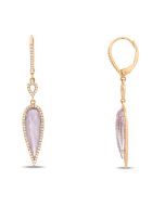 White Diamond and Pink Amethyst Drop Earrings
