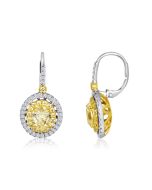 Oval Yellow Diamond Earrings