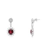 Ruby & Diamond Star Burst Earrings