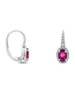Oval Pink Sapphire Halo Drop Earrings