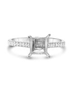 Four Prong Pave Shank Engagement Setting