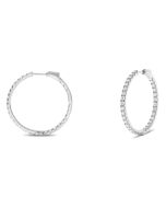 One-Inch Round Inside-Outside White Diamond Hoop Earrings