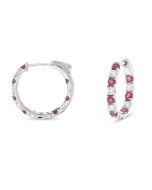 Inside-out Diamond and Ruby Half-Inch Hoops