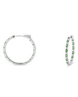 White Gold, Inside-Out Hoop Earrings with Diamonds and Tzavorites