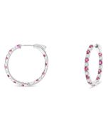 Three-quarter-inch Gold Hoops with a Carat+ of Rubies