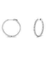 Inside-Outside White Diamond Hoop Earrings, 3/4” Diameter