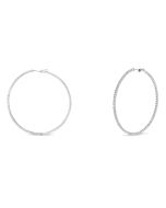 White Diamond Earrings on 2-Inch Round Hoops
