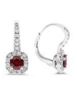 Red Ruby and Diamond Drop Earrings