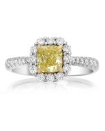 Tapered Shank Yellow Diamond Halo Ring