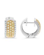 18K White and Yellow Gold Hoops with White and Yellow Diamonds