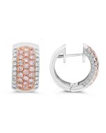 18K White and Rose Gold Hoops with White and Pink Diamonds