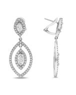 1+ Carat Marquise Diamond Dangling Earrings in White Gold