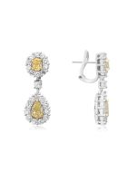 White & Yellow Diamond Drop Earrings