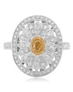 Ornate Two Tone Oval Diamond Ring