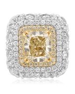 Triple Halo Fancy Yellow Diamond Ring