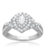 Pear-shaped White Diamond Halo Ring